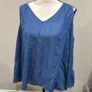 Cato size XL Women's Blue Denim Top shoulderless